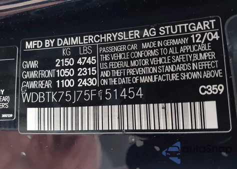 2005 Mercedes-Benz Clk 500 z USA, uszkodzony, nr VIN WDBTK75J75F151454